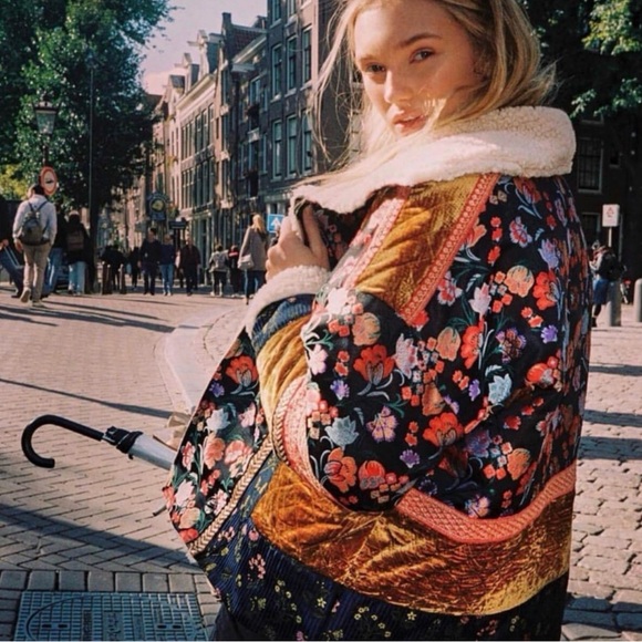 Free People Jackets & Blazers - Free People Multicolor Floral Teddy Jacket